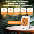 Thermomètre Intérieur - Hygromètre Intérieur - RIWILL - Température Humidité Numérique - Rétroéclairage Tactile - Records - Blanc-2