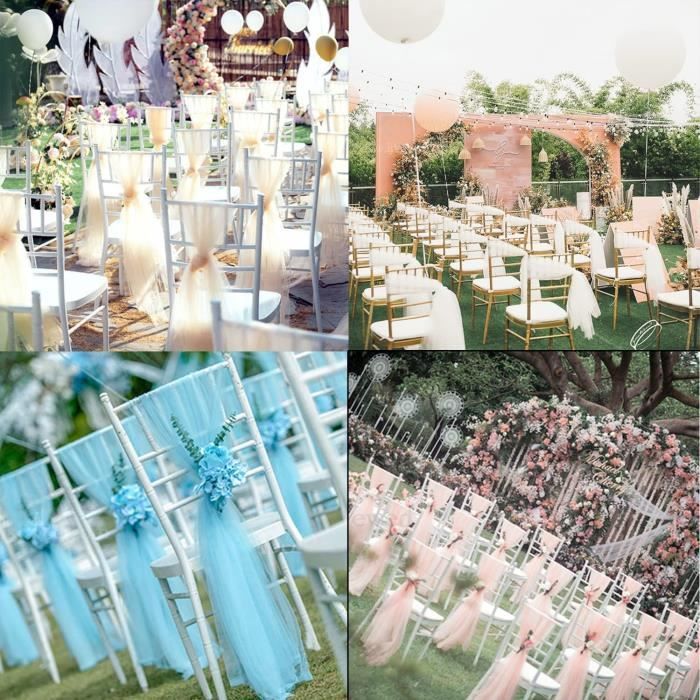 Qiilu nœuds de chaise Lot de 25 ceintures de chaise en organza pour décoration de fête de