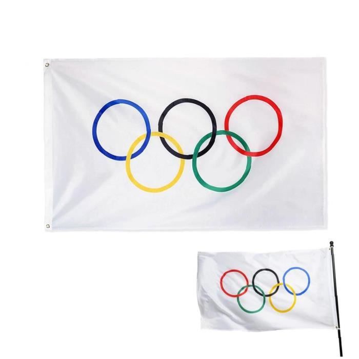 Bannière de drapeau de jeu olympique en polyester durable avec œillets en  laiton 0,9 x 1,5 m, bannière internationale imprimée pour porte, jardin,  pelouse et activités de plein air : : Sports