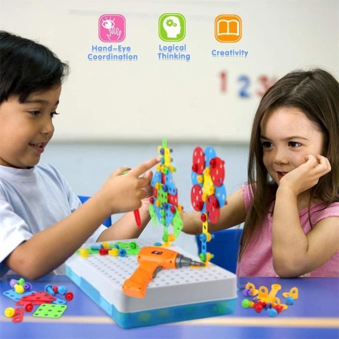 Puzzle Enfant 3D Mosaique avec Perceuse Tournevis Jouet Enfant 3