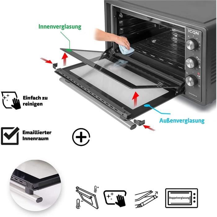 Four électrique MPM 22L - Mini Four Avec Recirculation 1300W Noir