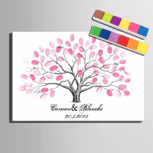 Livre D'or Arbre Des Empreintes - Toile Murale Pour Souvenirs D'anniversaire, Mariage