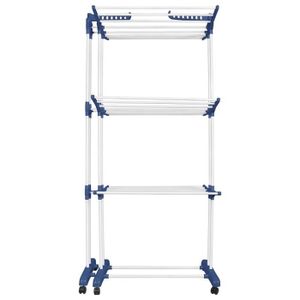 Séchoir à Linge Télescopique Double Tringle - Réglable 84-150 Cm, 4 Roulettes - Capacité 20 Kg, Noir Et Argent