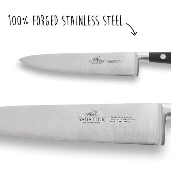 Sabatier Ideal Mallette De 5 Couteaux De Cuisine Francais 100 Forges Avec Rivets En Acier Inox 1 Fusil A Aiguiser Cdiscount Maison