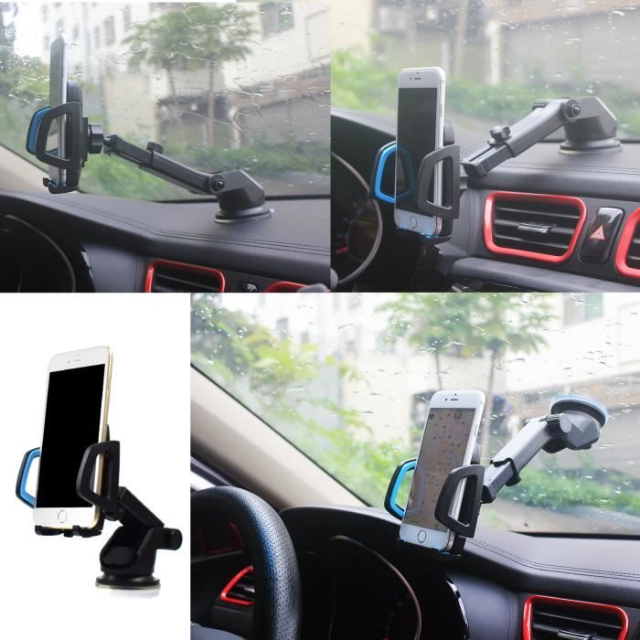 Support Téléphone Anti-vibration Support Voiture à Ventouse Puissante - Fixation Tableau De Bord Ou Pare-brise - Réglable 360° - Compatible Smartphones 6-9 Cm Support Rotatif 360
