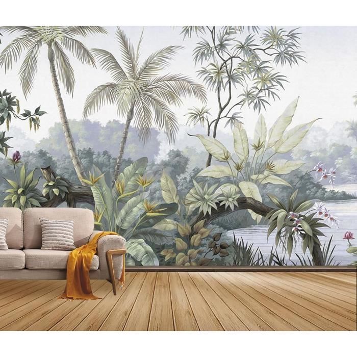 Papier Peint - AUTREMENT - Arbres Tropicaux 3D - Tissu de Soie ...