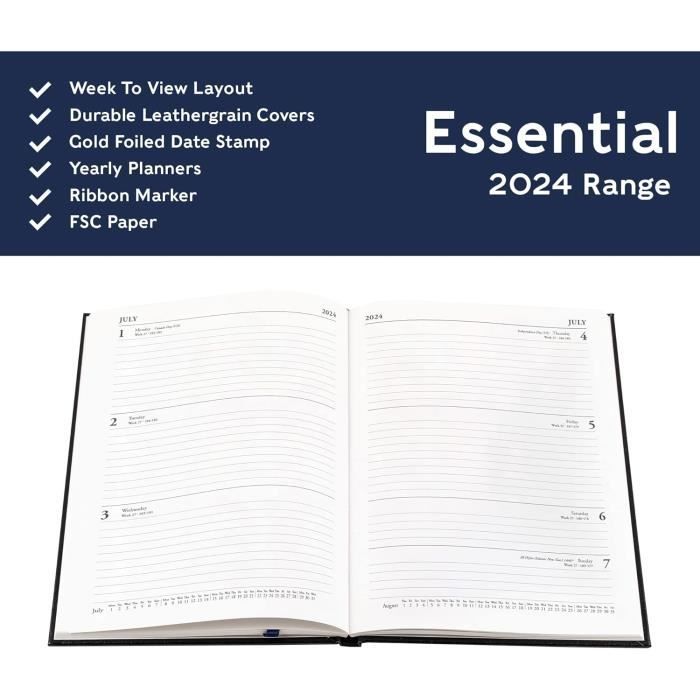 Collins Essential Agenda semainier 2024 format A5 – Planificateur complet  2024 – Vue quotidienne, hebdomadaire et mensuelle –[S162] - Cdiscount  Beaux-Arts et Loisirs créatifs