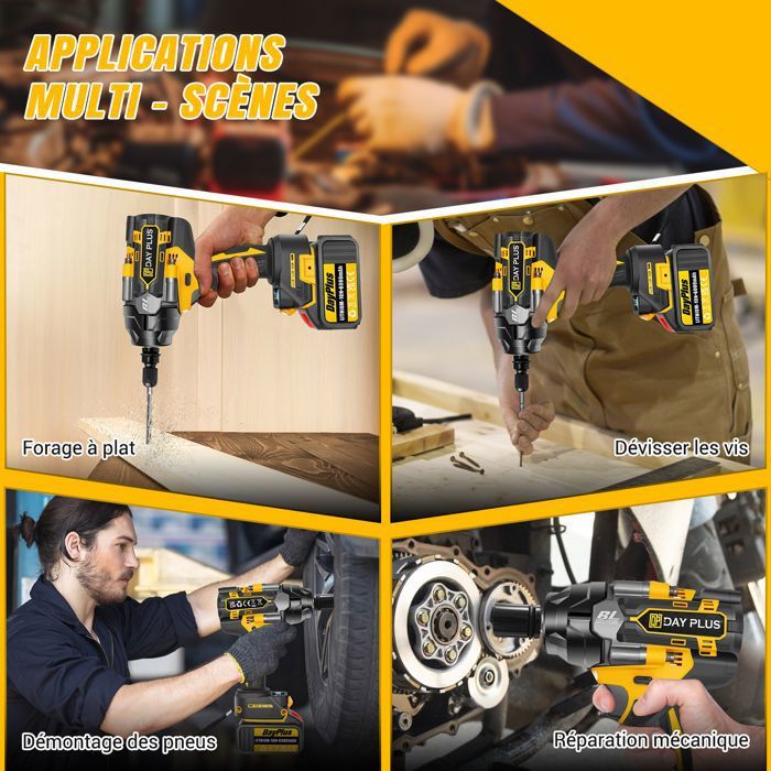 Clé à Choc Brushless 21V 350 Nm – Lot Avec 2 Batteries 21V + 20 Accessoires