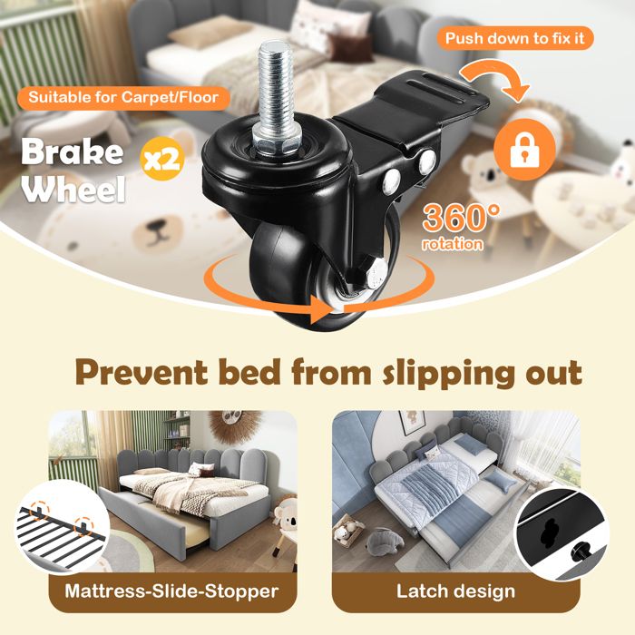 Méridienne 90x190 cm avec Rangement Hydraulique - Fonction Liseuse, Chargeur USB-C et Sommier Intégré - Pour Chambre Adolescent - Gris | Leroy Merlin
