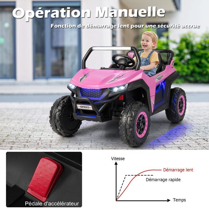 12v Voiture Électrique Enfant Avec Télécommande 2,4g, Charge 50kg Pour Enfant De 3 Ans Noir