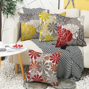 Lot De 2 Housses De Coussin Extérieur 50x70 Cm - Imperméable Et Résistante Aux UV - Motif Bohème Fleuri Recto-verso - Fermeture éclair Cachée - 13