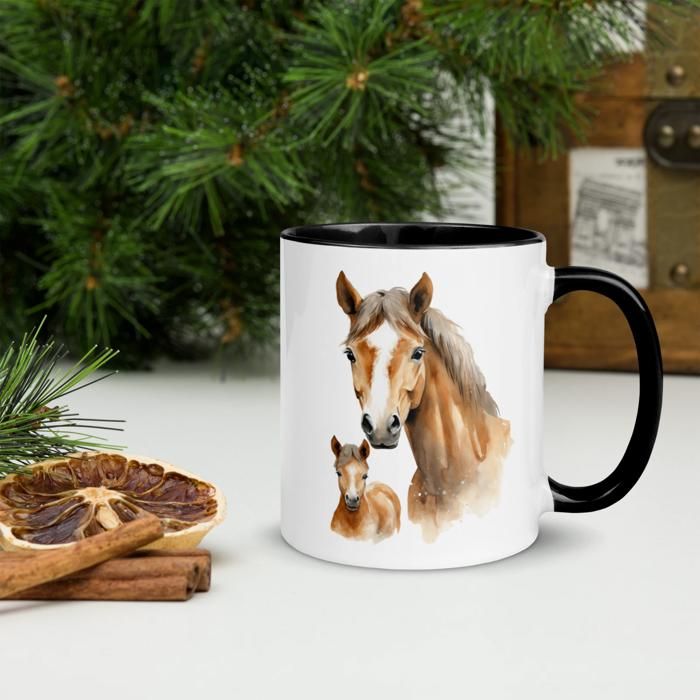 Vixar Tasse Colorée à L'aquarelle De Poney Et Cheval Pour