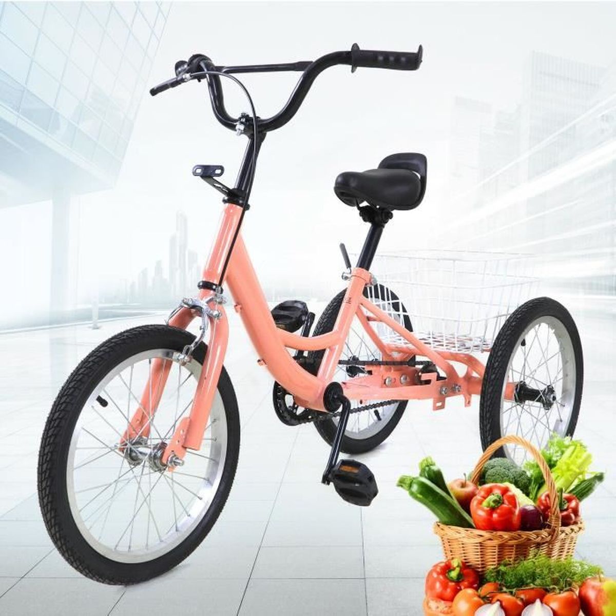 Trike Single Speed Trike Tricycle pour adultes Vélo pour adultes Avec panier 