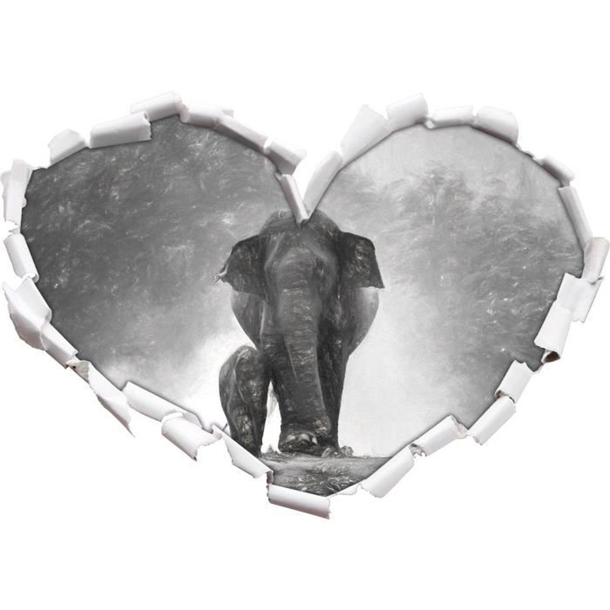 Bebe Elephant Doux Avec Effet De Charbon De Bois Elephant Mama Dans Le Regard 3d Mur Ou Un Autocollant De Porte Format 62x43 5cm Cdiscount Maison