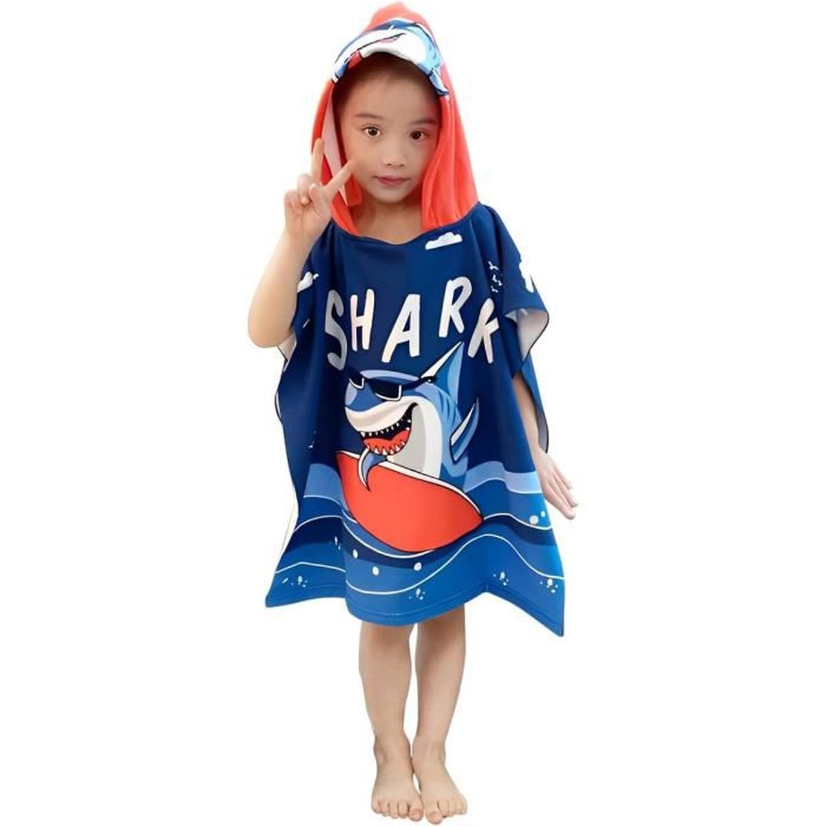 Rayson Poncho Serviette De Bain Enfant – Microfibre, Capuche, Boutons, Séchage Rapide, Pour Plage Piscine