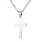 BRAND Collier avec Pendentif Petite Croix Acier Inoxydable Homme Argent • Bijou Religieux Chrétien Argent Femme • Bijou Croix •
