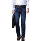 FONDUPIN Pantalon homme Jeans homme Jean droit homme stretch et résistant Coupe Slim -Bleu marine foncé délavé
