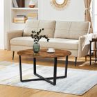 VASAGLE Table Basse Ronde, Table de Salon Style Industriel, Cadre Métallique Durable pour Salon Chambre, Marron Rustique LCT88X