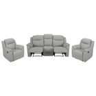 VENTE-UNIQUE Canapé 3 places et 2 fauteuils relax EVASION en cuir - Gris clair