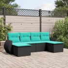 vidaXL Salon de Jardin avec Coussins 6 pcs, Canapés de Terrasse, Ensemble de Meubles de Patio, Mobilier d'Extérieur, Noir 3254054