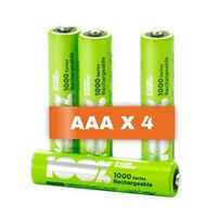 Piles Rechargeables AAA - Lot de 4 Piles | 100% PeakPower | Batteries AAA LR3 Rechargeables 1.2v Minh 800 mAh | Pré-Chargées