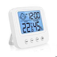 Hygromètre Digital Intérieur, Thermomètre Numérique de Bureau Avec Moniteur de Température et D'humidité - Rétroéclairage - Horloge