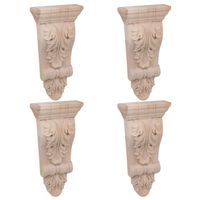 Décorations en bois de chêne sculpté de décalques floraux - BQLZR - 4 pièces - Beige