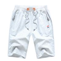 Short Homme, Short Sport Homme Coton avec Poches Zippées et cordon de serrage, Short Running Homme Été, Bermuda Homme, Blanc