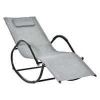Chaise longue à bascule rocking chair design contemporain dim. 160L x 61l x 79H cm métal textilène gris