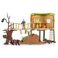 Station d'aventures sauvages, coffret de jeu de 68 pièces avec 5 figurines d'animaux, 1 figurine de ranger articulée et de nombreux