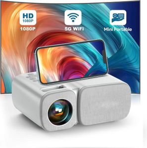 Vidéoprojecteur Mini Projecteur Mobile Compatible 1080P Full HD 12000L Projecteur Portable, Vidéoprojecteur Portable WiFi Home Cinéma.[Z156]