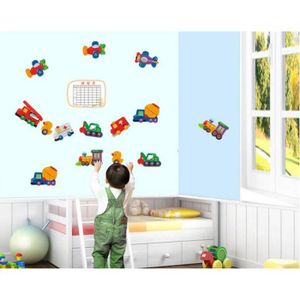 autocollant mural chambre denfant Aren-ciel des nuages blancs Sticker gar/çon