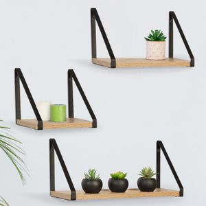 IDMARKET Lot de 3 étagères murales DETROIT design industriel