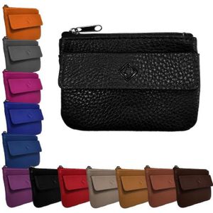 Rinaldo ® Cuir Clé Sac avec 3 cartes de crédit matières et compartiment Argent En Noir