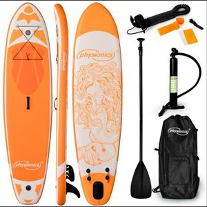 STAND UP PADDLE Planche de Stand Up Paddle Gonflable Physionics® - 366x80x15 cm - Orange