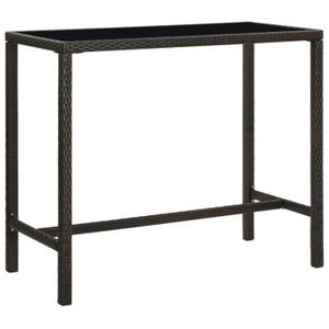 TABLE DE JARDIN  Meuble Table de jardin - Marron - 130x60x110cm Résine tressée verre 22 KG