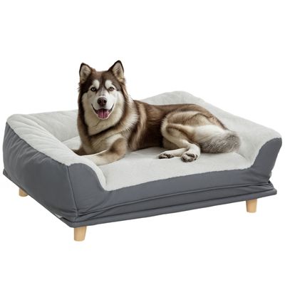 Canapé Pour Petit Chien Ou Chat - Velours Doux, Rembourrage Mousse, Pieds En Bois - Housse Amovible Lavable - Capacité Jusqu'à 14 Kg