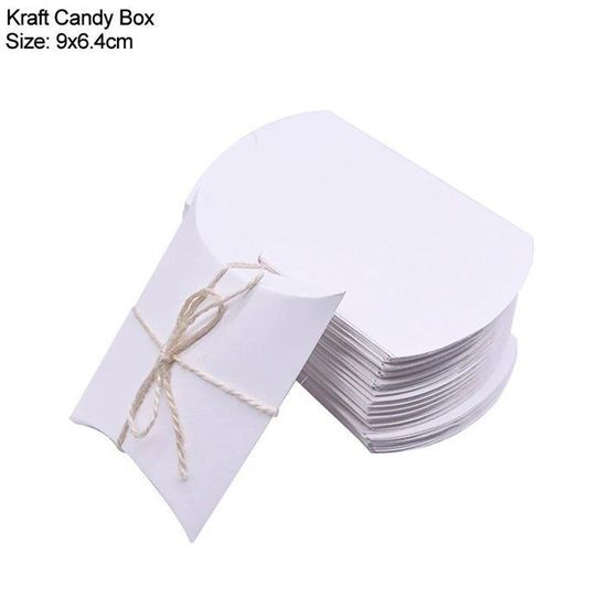 100 Boîtes Cadeaux En Papier Kraft 9x6.5x2.5 Cm - Style Oreiller Vintage - Avec Corde Chanvre - Parfait Mariage, Noël, DIY