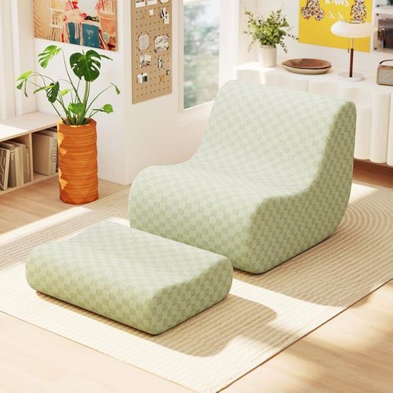 Fauteuil Poire pour Adultes Canapé Moelleux avec Revêtement en Velours & Fond Antidérapant Garnissage en Éponge Élastique 129x119x69cm Beige