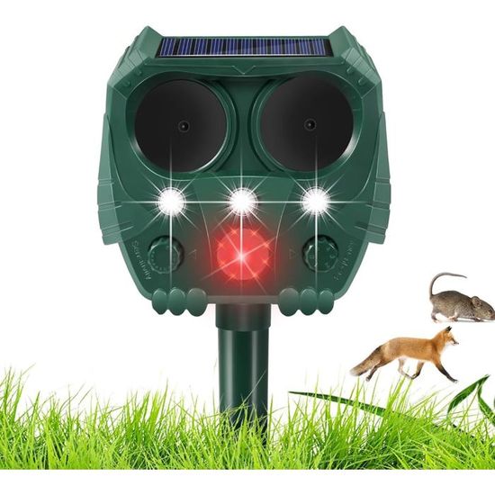 2X Répulsif Ultrasons Animaux - Éloigne Chats, Chiens, Oiseaux, Pigeons, Renards Et Rongeurs - Efficace Jardin Et Maison