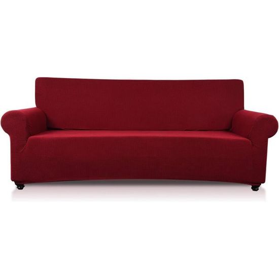 Housse de Canapé - FOLAYA - 1-Pièce Jacquard Extensible - Peluche - 3 Places - Vert - Maison