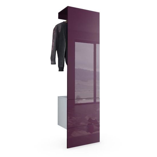 Vestiaire D'entrée Carlton Set 1 - Dimensions 209x193x35 Cm, Finition Anthracite/noir Brillant, Sans Poignée (push-to-open) - 10
