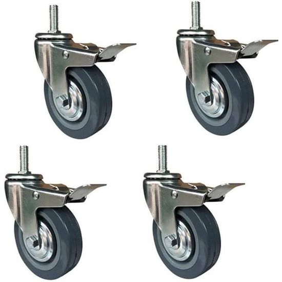 Asibaade Lot De 4 Roulettes Pivotantes 75mm Frein Double – Charge 480 Kg Robustes & Silencieuses