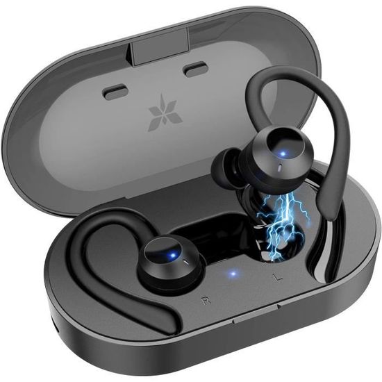Écouteur Bluetooth Sport,Axloie Écouteur sans Fil Étanche IPX6 Oreillette Bluetooth HiFi Son Stéréo avec Technologie CVC 6.0 réducti