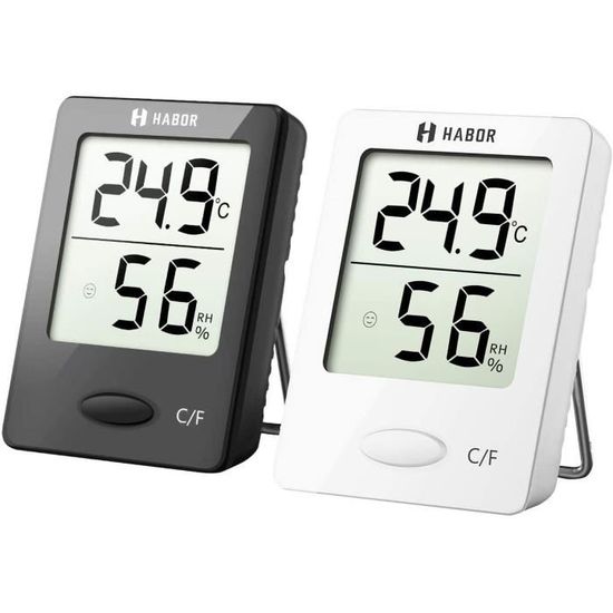 Habor Mini Thermomètre Hygromètre Intérieur Numérique à Haute Précision, Moniteur d'Humidité & deTempérature Portable, Thermo Hygrom
