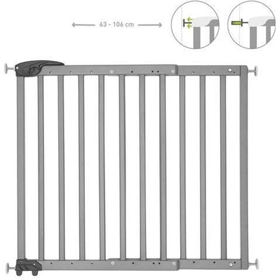 Badabulle Barrière de sécurité extensible Deco Pop Gris 63-106 cm