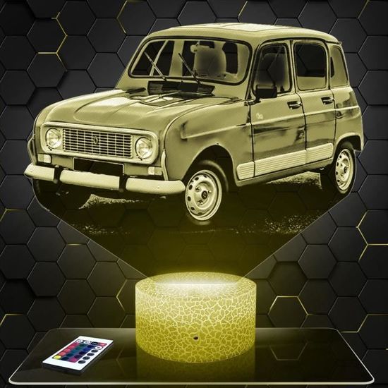 Lampe Veilleuse 3D Fiat 850 Lombardi 1971 Avec Télécommande - Fabriqué En France, Multicolore