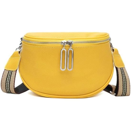 Sac à Bandoulière En Cuir Véritable Laminé GENERICO – Design Envelope, Fermeture Bouton, Bandoulière Réglable - 10