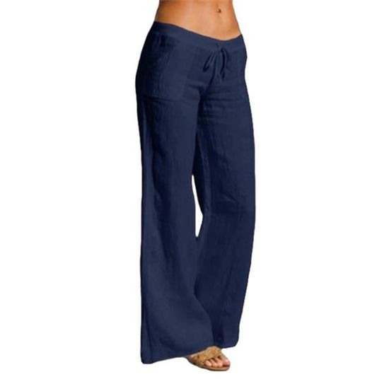 Pantalon De Lin Femme MoFiz - Léger, Confortable Et Élégant Avec Poches Pour Été