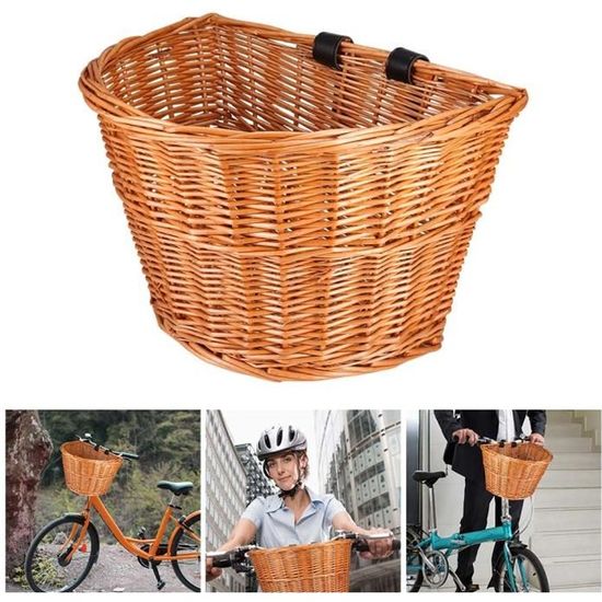 Velo Retro Panier Avant De Vélo Rétro En Osier Tissé - Pour Guidon - Style Vintage Enfant/adulte Panier Vélo Osier Rétro